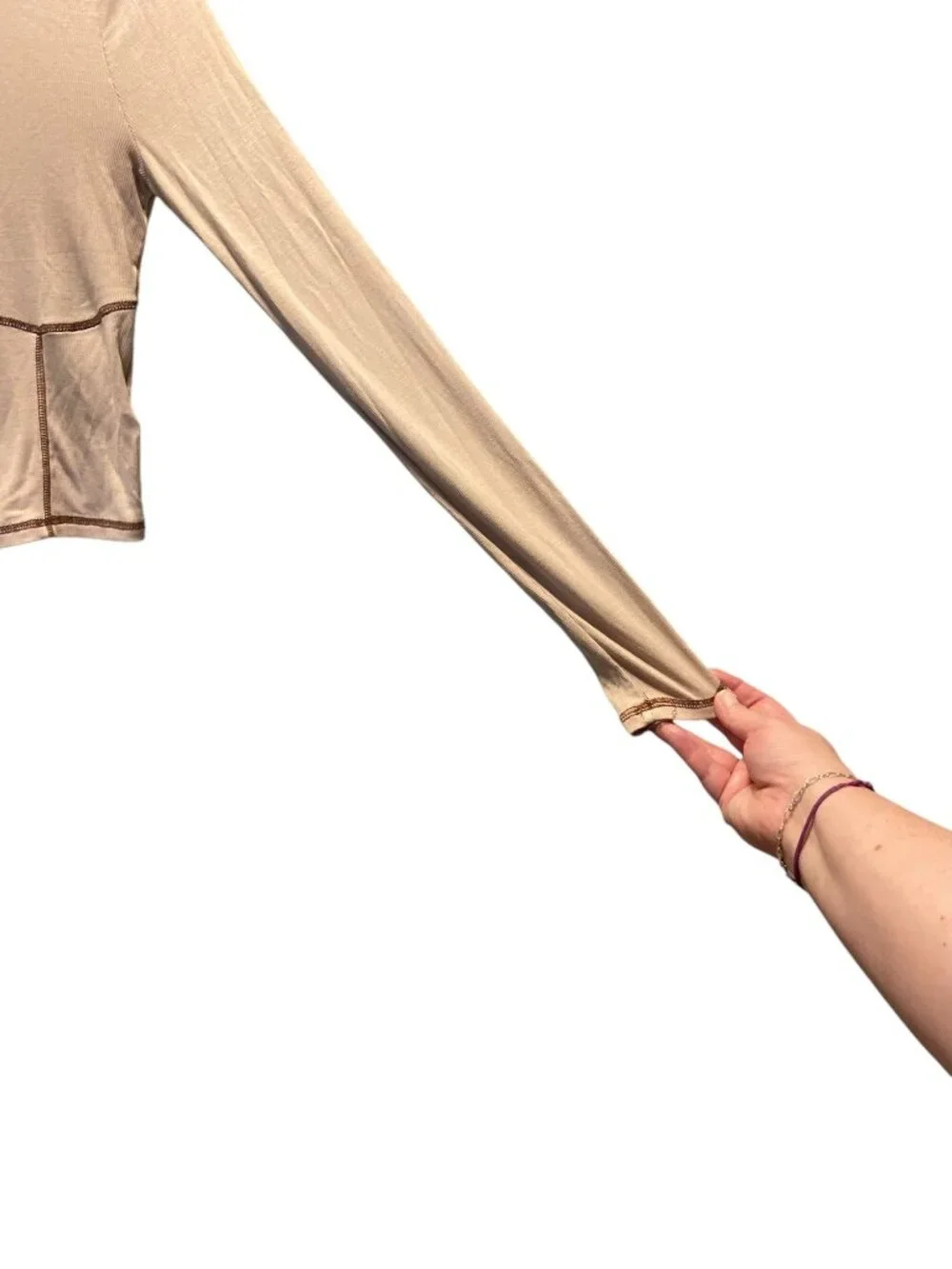 Aritzia Sunday Best Corset Stitch Crop Top Beige Size S Neutral Casual Y2K Retro